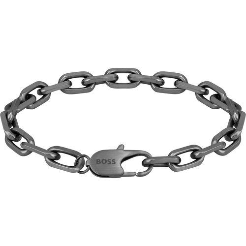Bracelet en acier plaqué gris avec fermoir logoté - Boss - Modalova