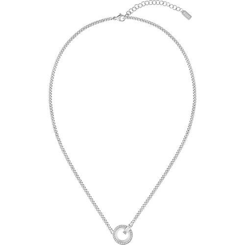 Collier chaîne avec maillon logoté et anneau à strass - Boss - Modalova