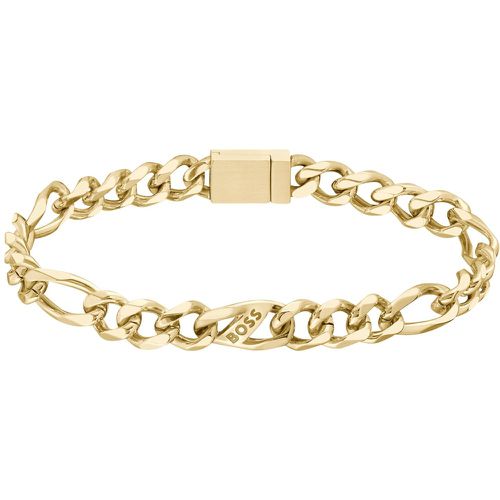Bracelet à chaîne figaro dorée et maillon logoté - Boss - Modalova