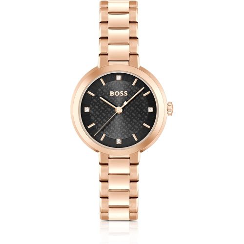 Montre avec bracelet à maillons et cadran monogramme orné de strass - Boss - Modalova