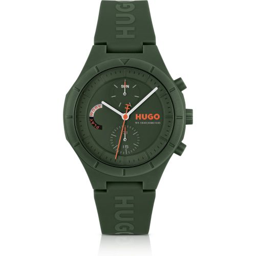 Montre verte avec bracelet en silicone logoté - HUGO - Modalova