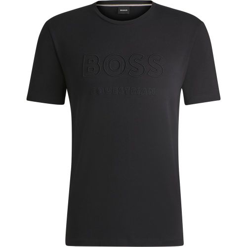 T-shirt d’équitation en coton stretch à logo brodé - Boss - Modalova
