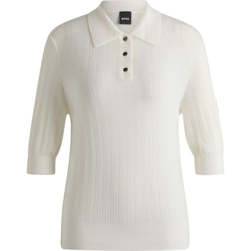 Polo d’équitation en maille côtelée à col oversize - Boss - Modalova