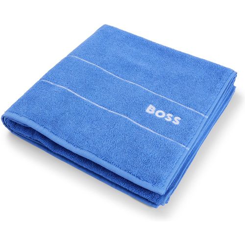 Serviette de bain en coton avec logo brodé blanc - Boss - Modalova