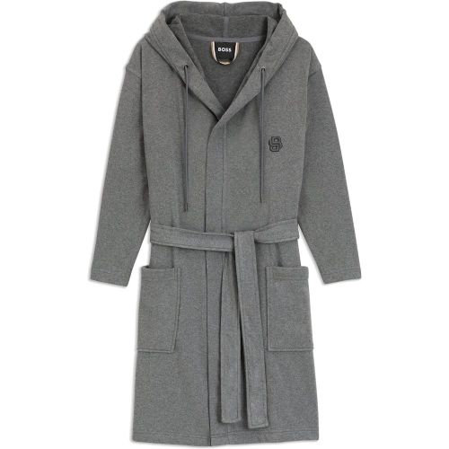 Peignoir à capuche en jersey de coton avec monogramme Double B - Boss - Modalova