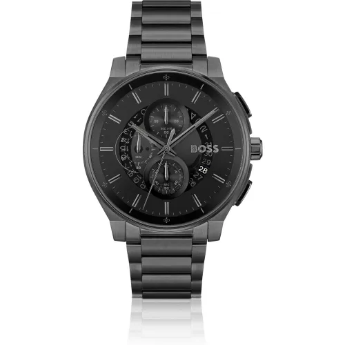 Montre chronographe en plaqué noir avec cadran transparent - Boss - Modalova