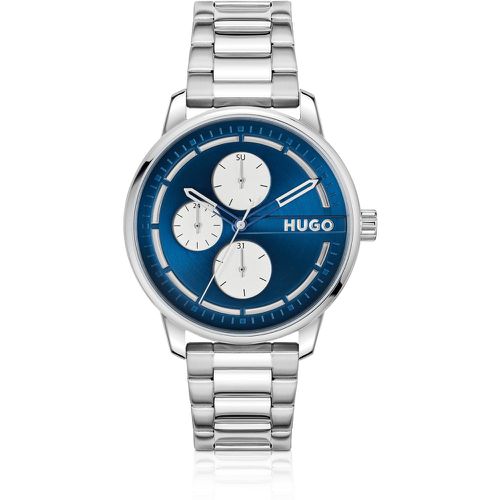 Montre argentée à cadran bleu - HUGO - Modalova