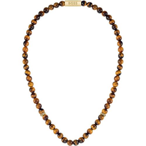 Collier de perles œil-de-tigre avec rondelles logotées - Boss - Modalova