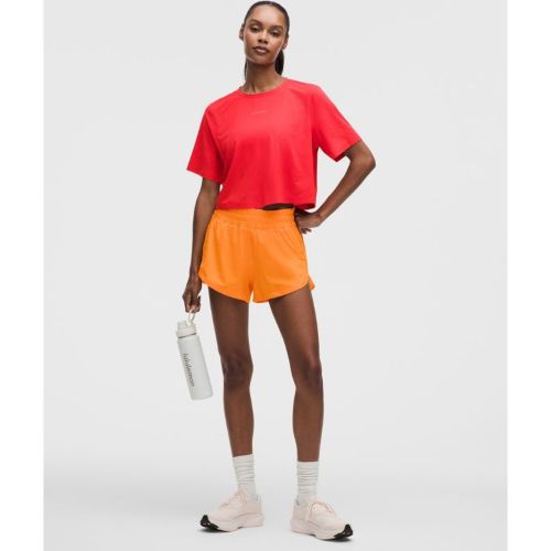 “ Short Track That taille haute doublÃ©s â€“ 8 cm â€“ Orange â€“ Taille 14 - lululemon - Modalova