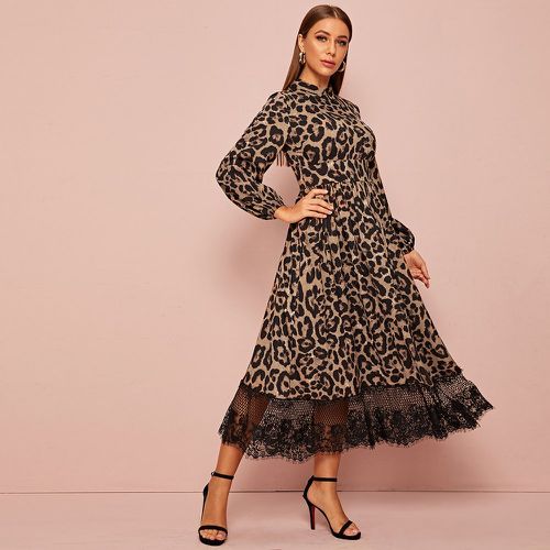 Robe avec imprimé léopard et dentelle - SHEIN - Modalova