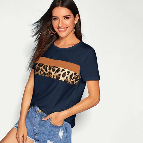 T-shirt à panneau léopard - SHEIN - Modalova