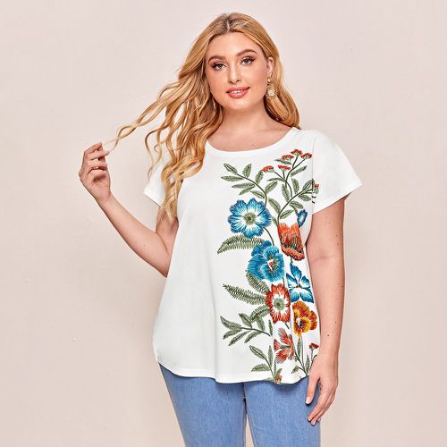 T-shirt à imprimé floral à manches chauve-souris - SHEIN - Modalova
