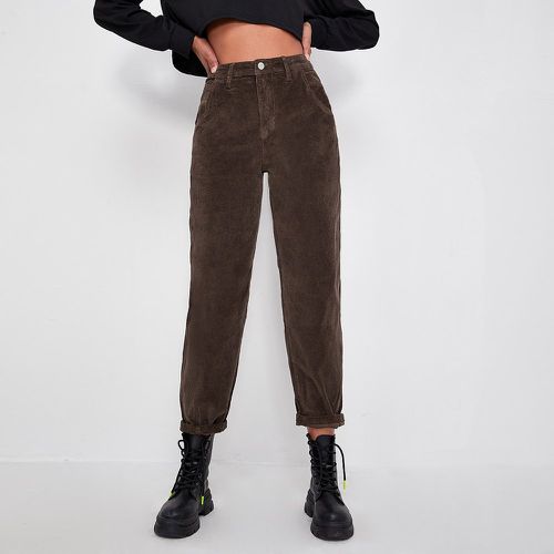 Pantalon en velours côtelé taille haute - SHEIN - Modalova