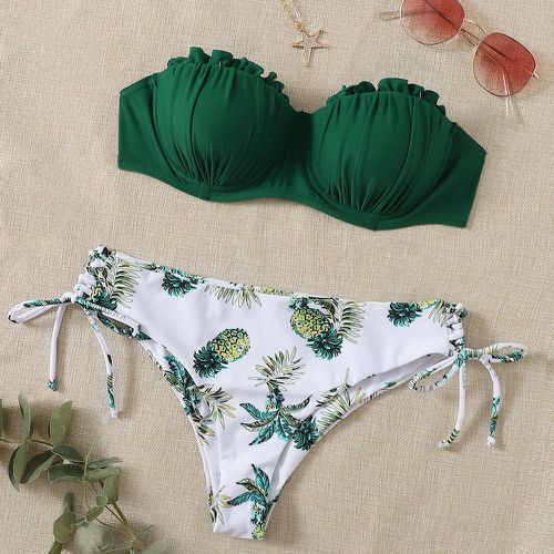 Bikini avec imprimé ananas et plis - SHEIN - Modalova