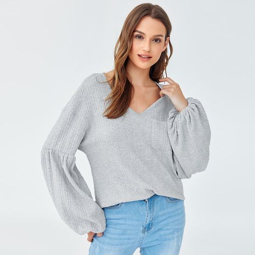 Top en tricot torsadé avec manches bouffantes - SHEIN - Modalova