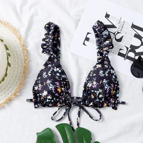 Haut de bikini à imprimé floral avec plis - SHEIN - Modalova