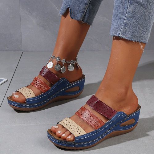 Sandales compensées ajourées avec blocs de couleurs - SHEIN - Modalova
