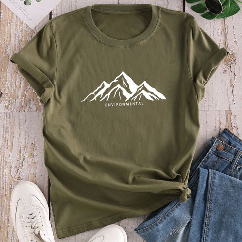 T-shirt avec motif montagne - SHEIN - Modalova