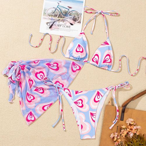 Pièces Bikini à imprimé cœur & Jupe de plage - SHEIN - Modalova