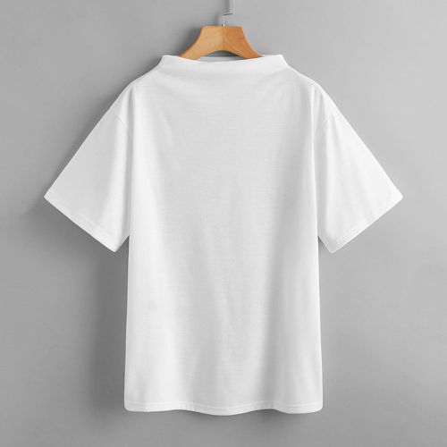 T-shirt col cheminée unicolore - SHEIN - Modalova