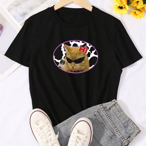 T-shirt avec imprimé chat - SHEIN - Modalova