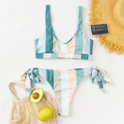 Bikini avec nœuds et blocs de couleurs - SHEIN - Modalova