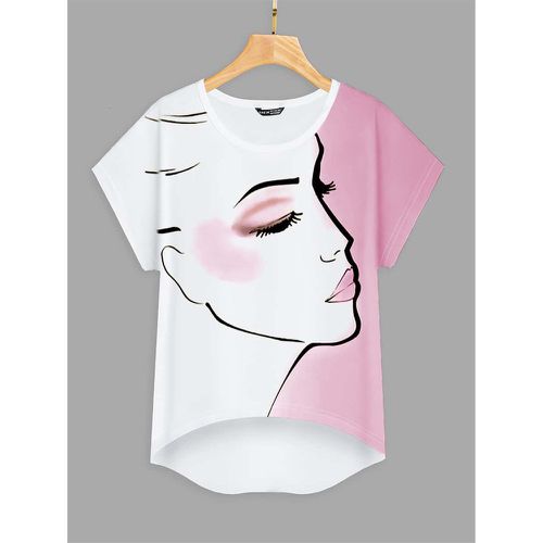 T-shirt asymétrique avec motif figure - SHEIN - Modalova