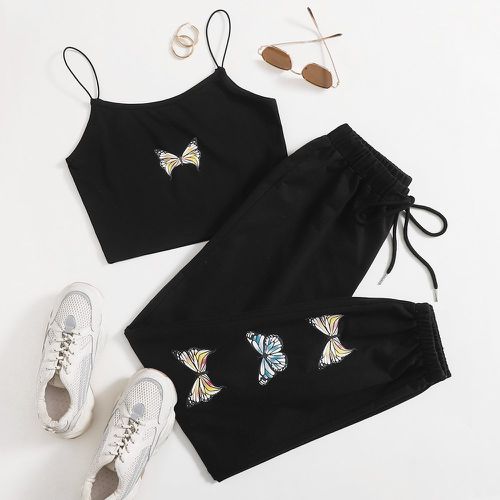 Top avec imprimé papillon & Pantalon de survêtement - SHEIN - Modalova