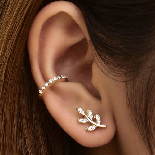 Pièces Boucles d'oreilles à design feuille de strass - SHEIN - Modalova