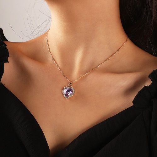 Collier à pendentif cœur avec strass - SHEIN - Modalova
