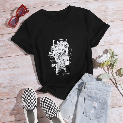 T-shirt avec imprimé fleur - SHEIN - Modalova