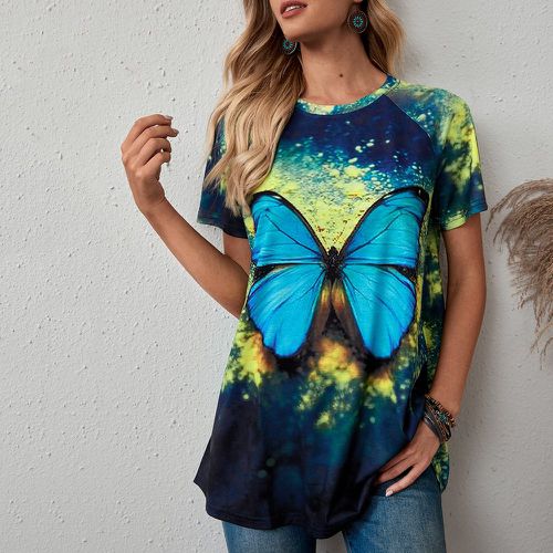 T-shirt à imprimé papillon à manches raglan - SHEIN - Modalova