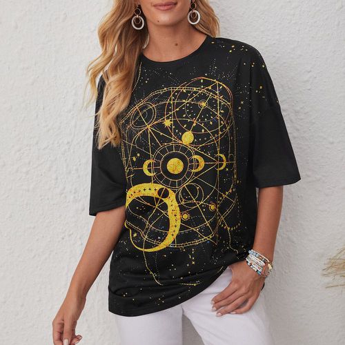T-shirt oversize à imprimé galaxie - SHEIN - Modalova