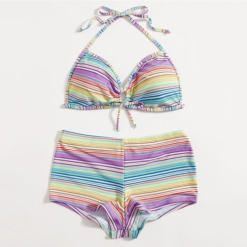 Bikini avec blocs de couleurs et nœud - SHEIN - Modalova