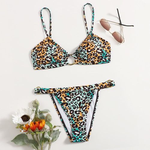Bikini à imprimé léopard avec anneau - SHEIN - Modalova