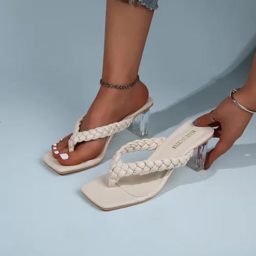 Sandales à talons transparents tressées - SHEIN - Modalova