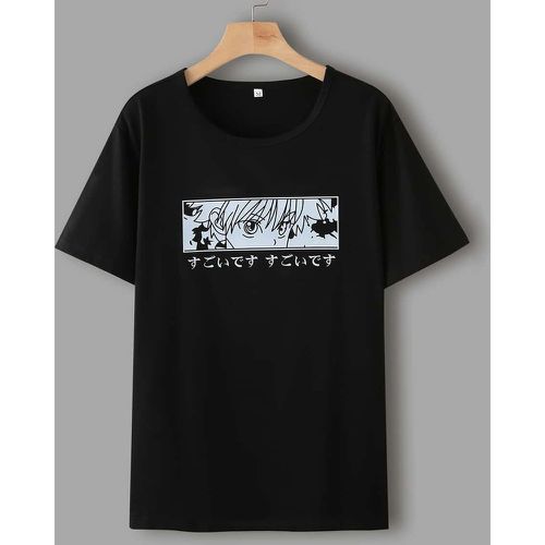 T-shirt avec motif caractère japonais & figure dessin animé - SHEIN - Modalova