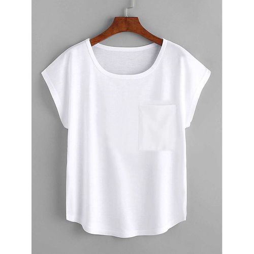 T-shirt unicolore à poche manches chauve-souris - SHEIN - Modalova