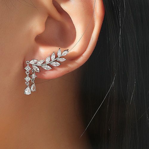 Boucles d'oreilles design feuille à zircone cubique - SHEIN - Modalova