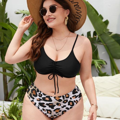 Bikini à imprimé léopard avec cordon - SHEIN - Modalova