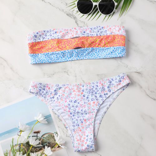 Bikini bandeau à imprimé floral - SHEIN - Modalova