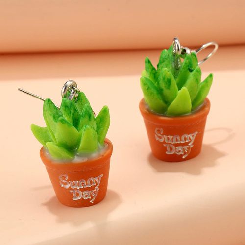 Boucles d'oreilles design plantes en pot en résine - SHEIN - Modalova