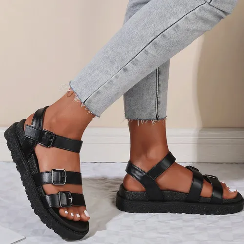 Sandales plates minimaliste avec boucle - SHEIN - Modalova