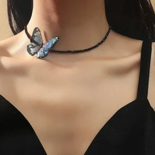 Collier perlé à détail papillon - SHEIN - Modalova