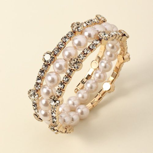 Bracelet avec fausses perles et strass - SHEIN - Modalova