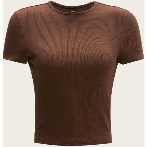 Unicolore côtelé T-shirt - SHEIN - Modalova