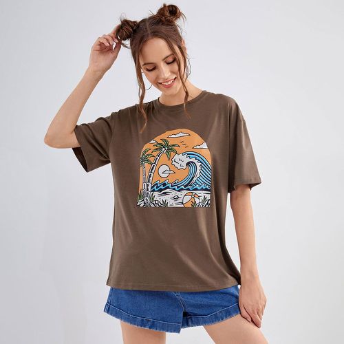 T-shirt à motif tropical - SHEIN - Modalova