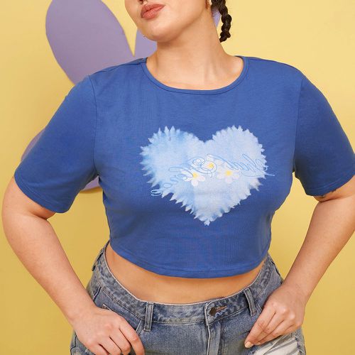 T-shirt court fleuri avec imprimé cœur - SHEIN - Modalova