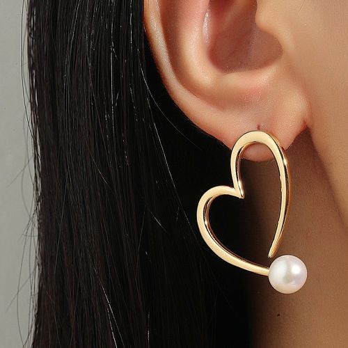 Clous d'oreilles design cœur à perles - SHEIN - Modalova