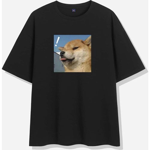 T-shirt avec imprimé lettre et animal - SHEIN - Modalova